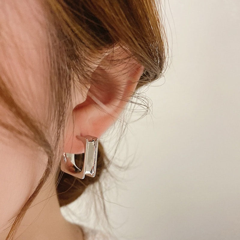 Minimalist Geometric Metal Earrings S925