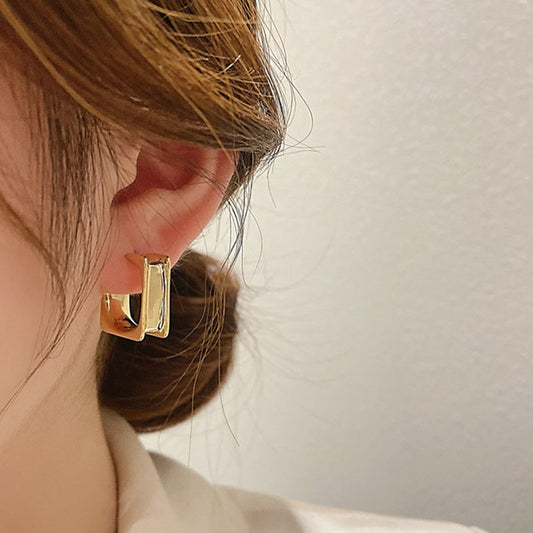 Minimalist Geometric Metal Earrings S925