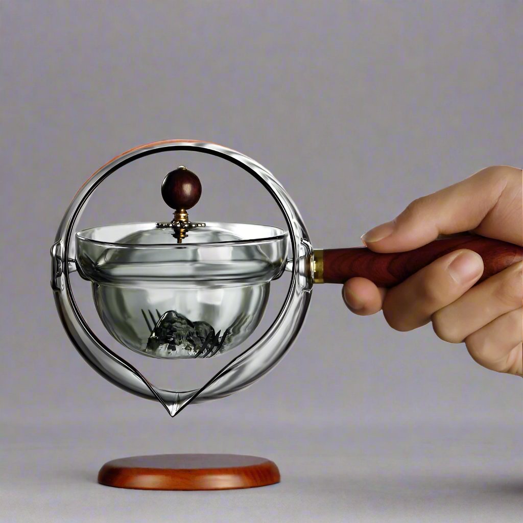 Elegant Glass Rotating Teapot